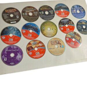 35 + Piece Lot PC Games CD Roms Mystery Hidden Object Detective Board Sports